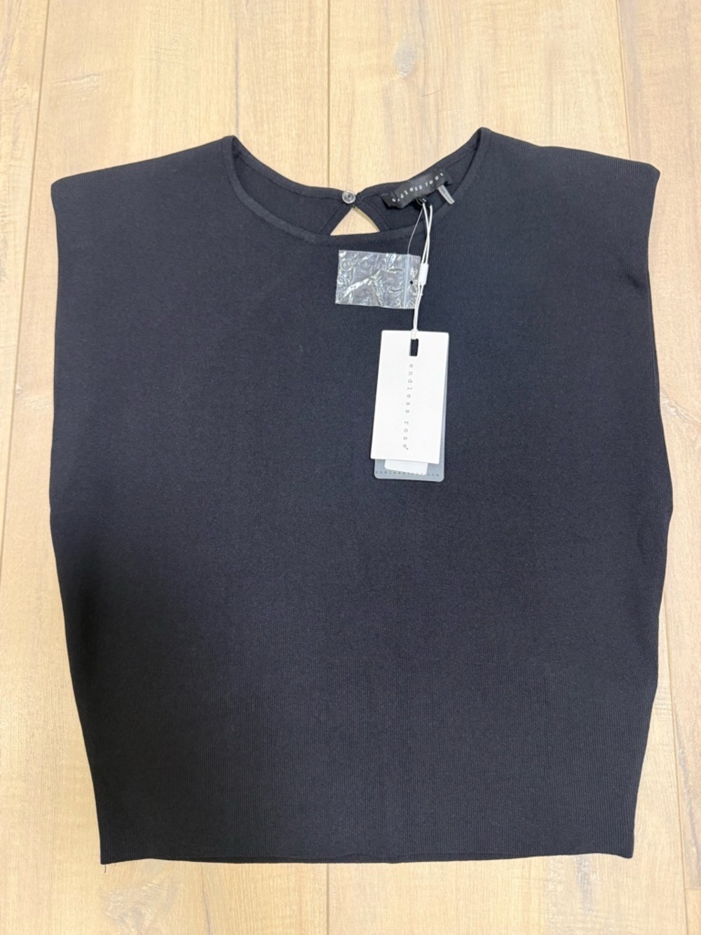 Endless Rose Black Sleeveless Knit Tank with Keyhole